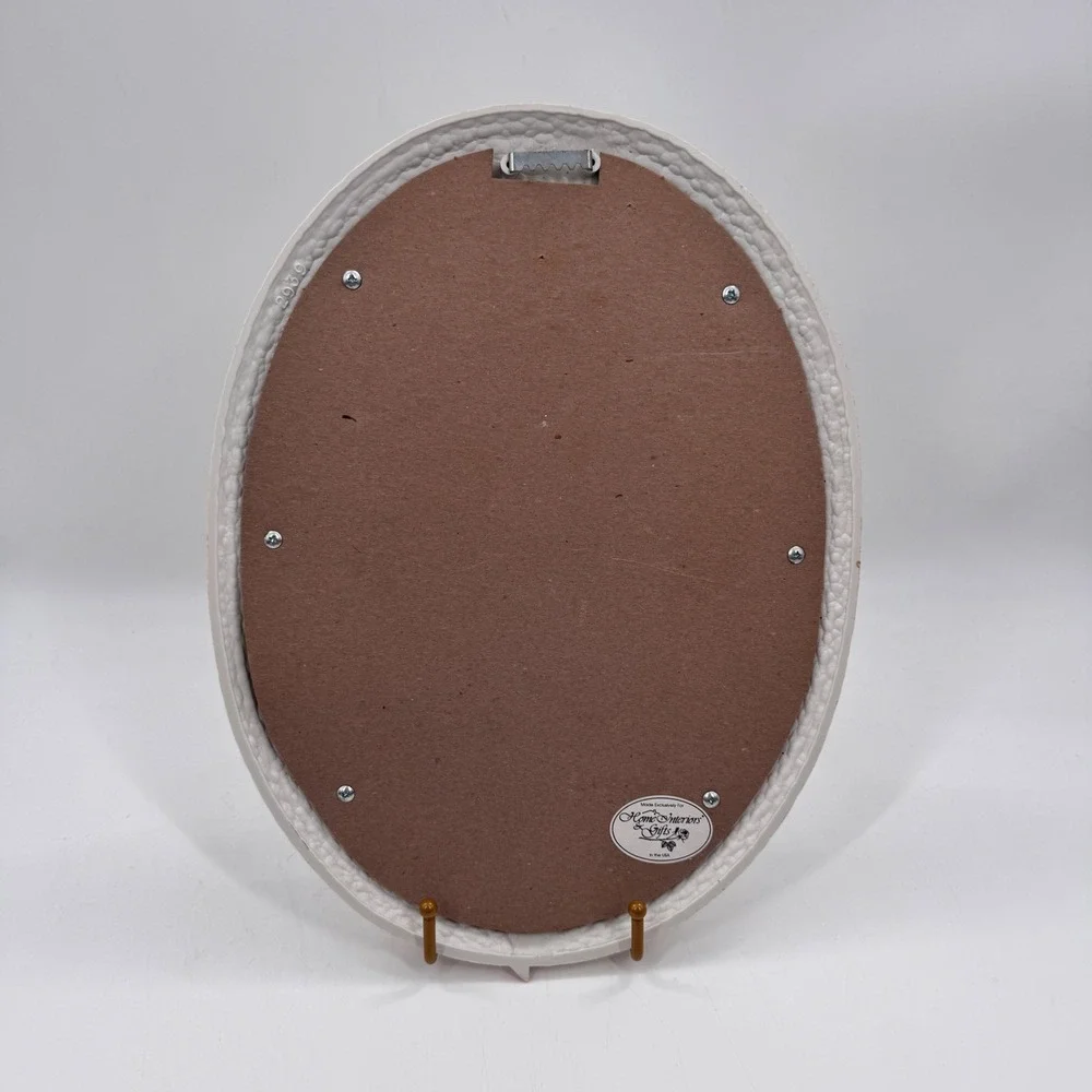 Vintage Oval Nursery Mirror Pink Bow Woven Frame Home Interiors & Gifts